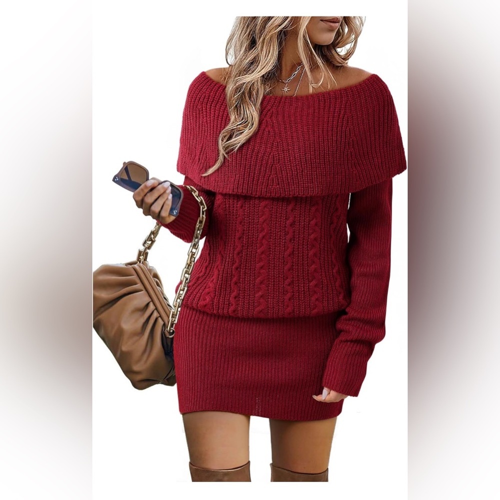 🆕Elegant Off-Shoulder Sweater Dress